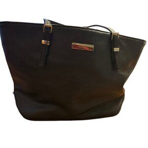 Nine West Black Polyurethane Zip Shoulder Bag Carryall Tote & Shopper